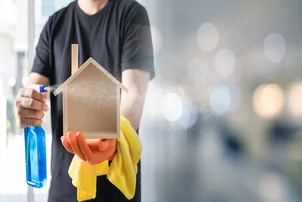 Wohnzimmer eines Einfamilienhauses mit frischer Reinigung