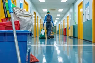 Schulklassenzimmer mit glänzendem Boden